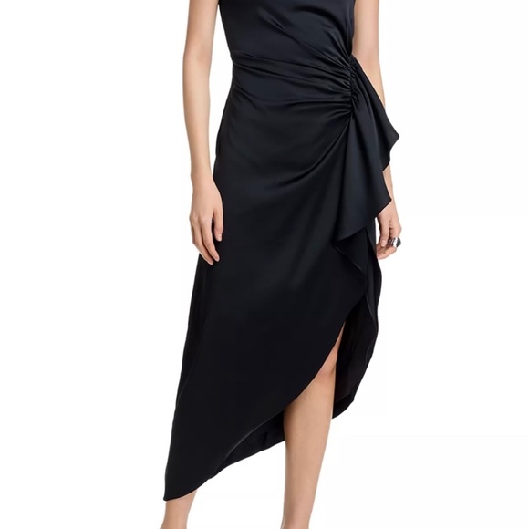 Ramy Brook  Malika Satin One Shoulder Midi Dress size 8 - Picture 4 of 14